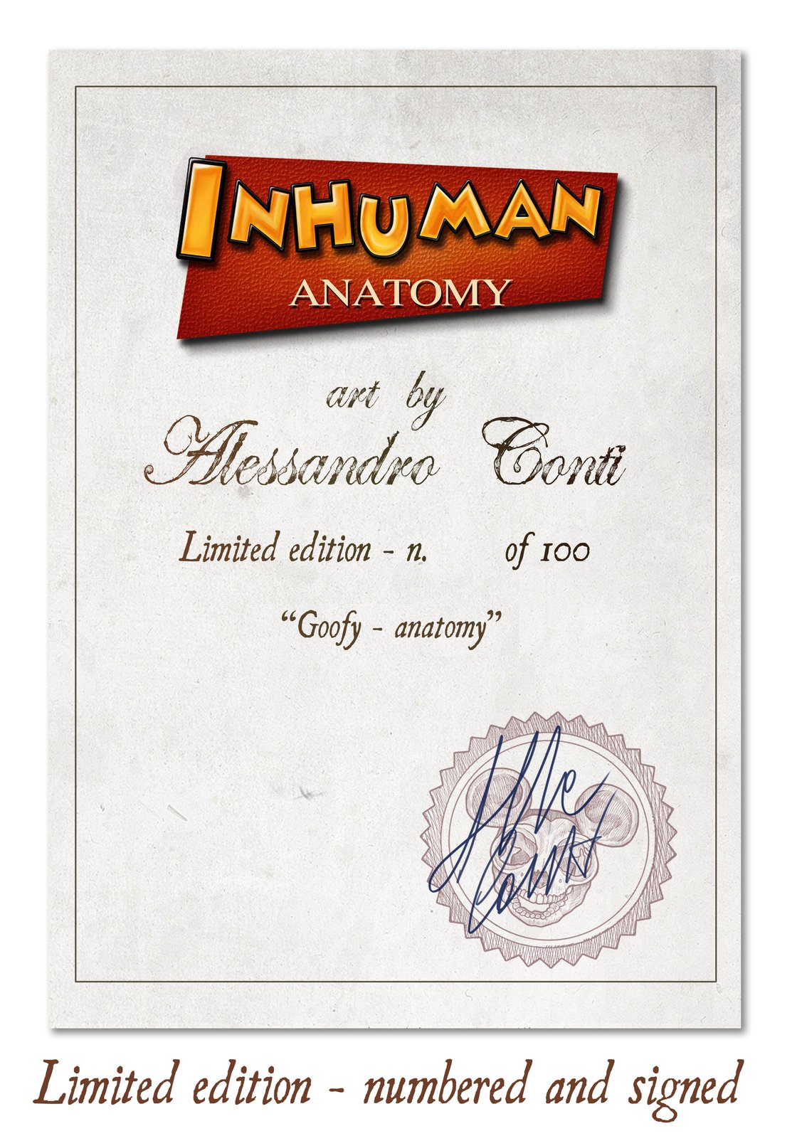 Image of INHUMAN ANATOMY - Goofy's anatomy - limited edition of 100 Giclèe print on fine art canvas