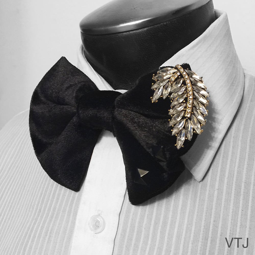 Image of Black Velvet Studded/Jeweled Bowtie
