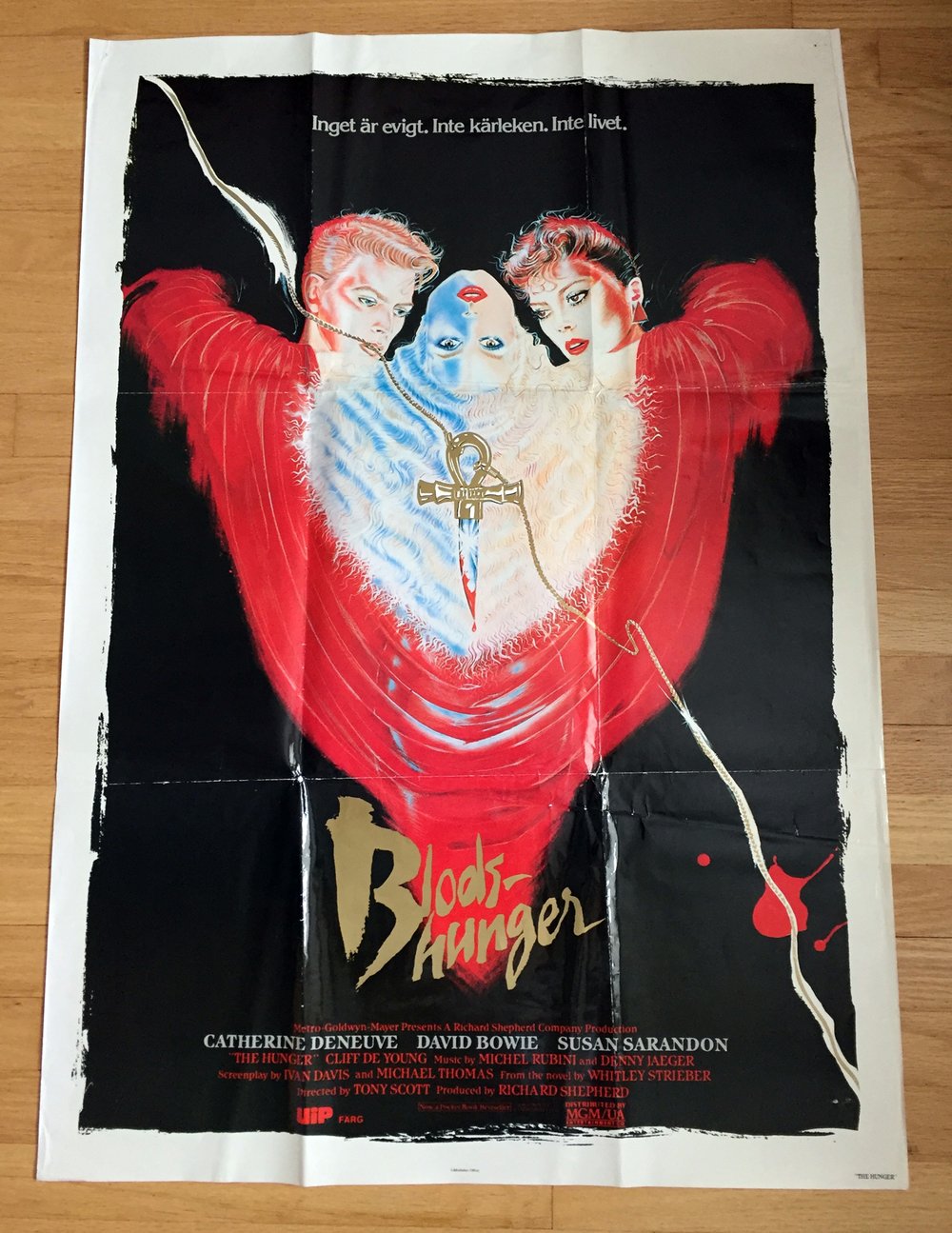 1983 THE HUNGER Original Swedish One Sheet Movie Poster