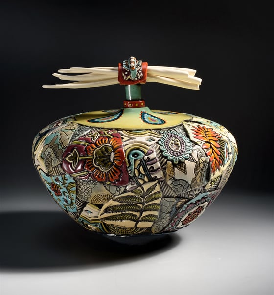 Image of Extra Large Ceramic Urn with Porcelain Bones