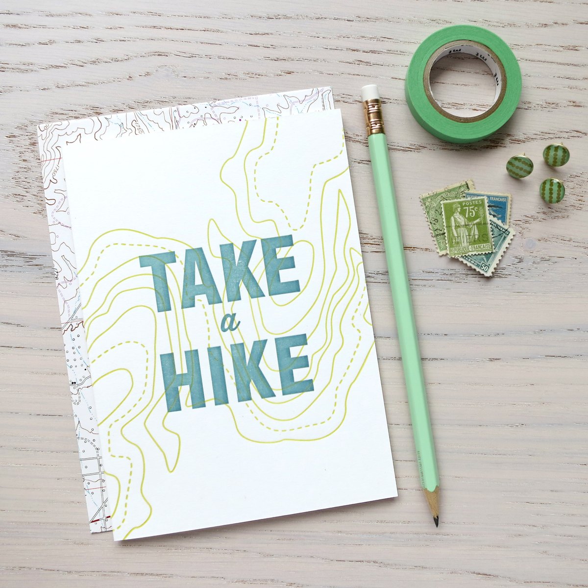 fancy seeing you here — take a hike letterpress card