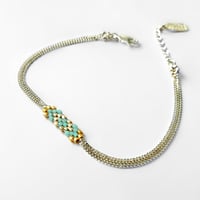 Image 3 of Bracelet tissé chaines argent "Flocon"