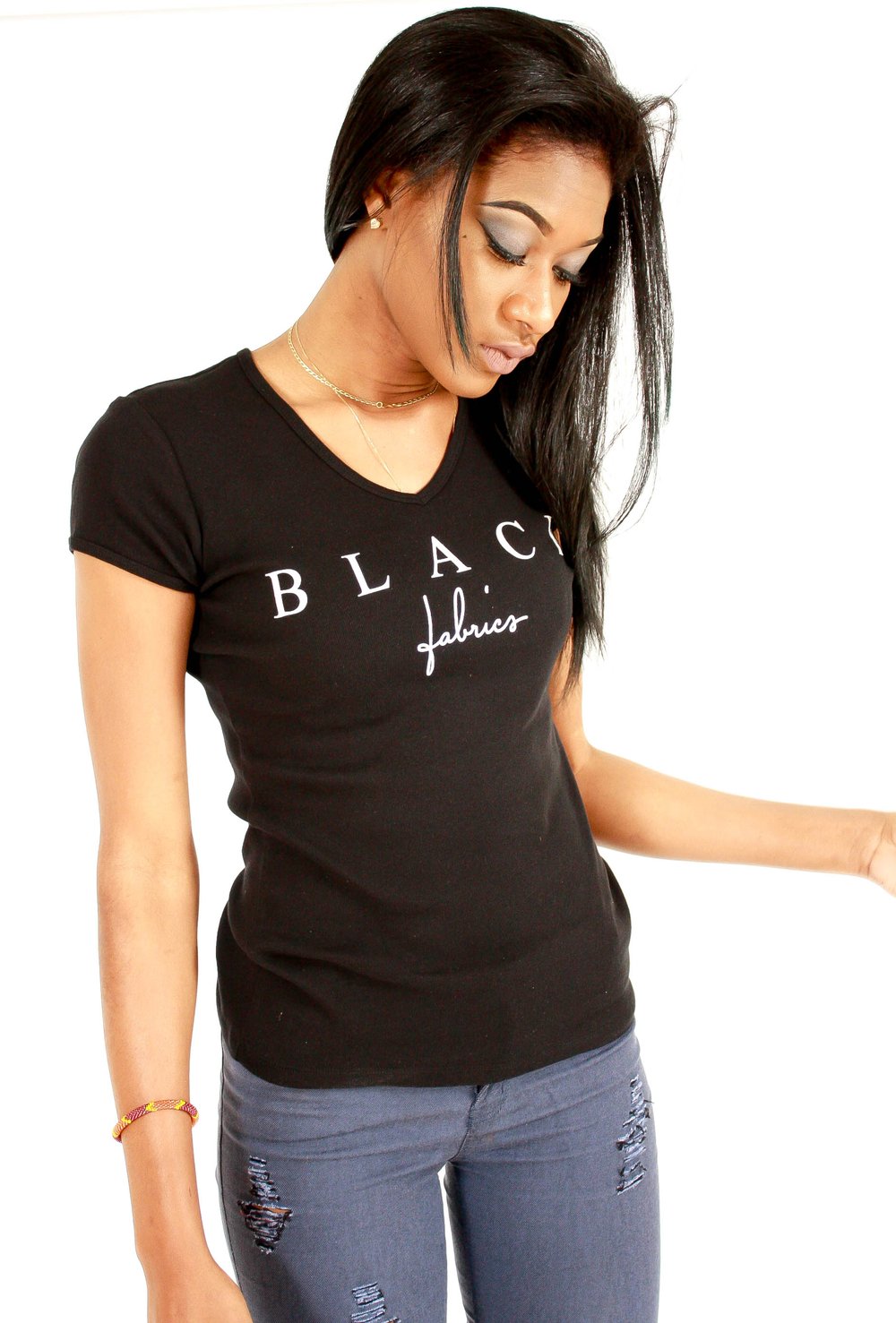 Image of Black Fabrics V-Neck