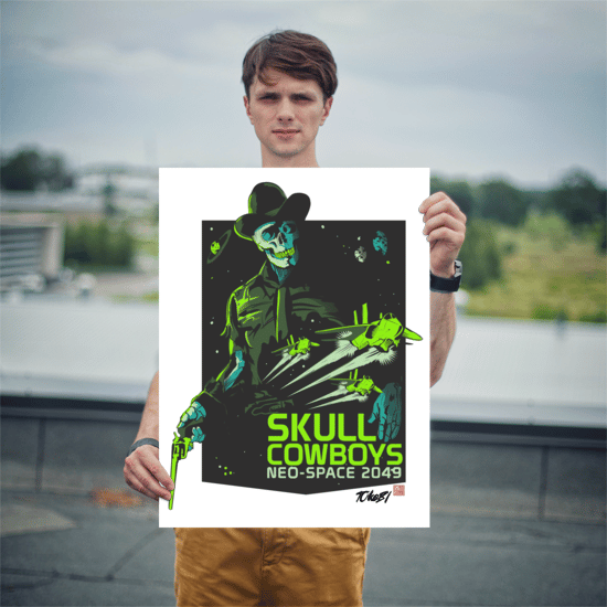 Image of Skull Cowboys Poster Art + T-Shirt Combo