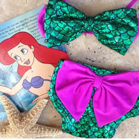 Little Girl 2 piece bikini Mermaid with bow detail