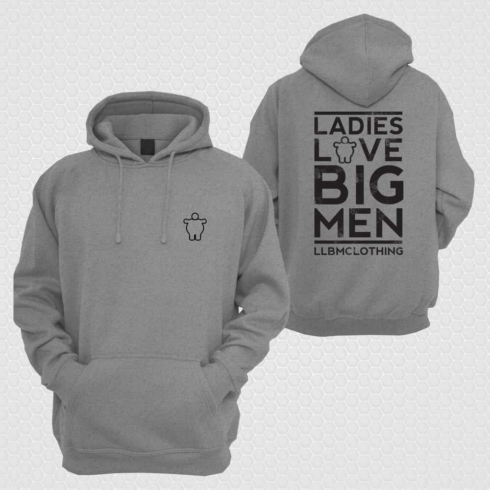 Image of LARGE LOVE BIG MEN  HOODIE  CHARCOAL/BLACK