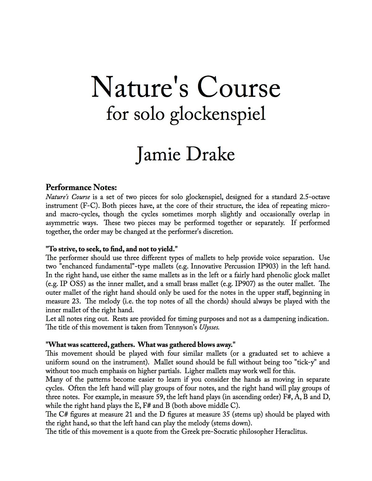 Image of Nature's Course (glockenspiel solo)
