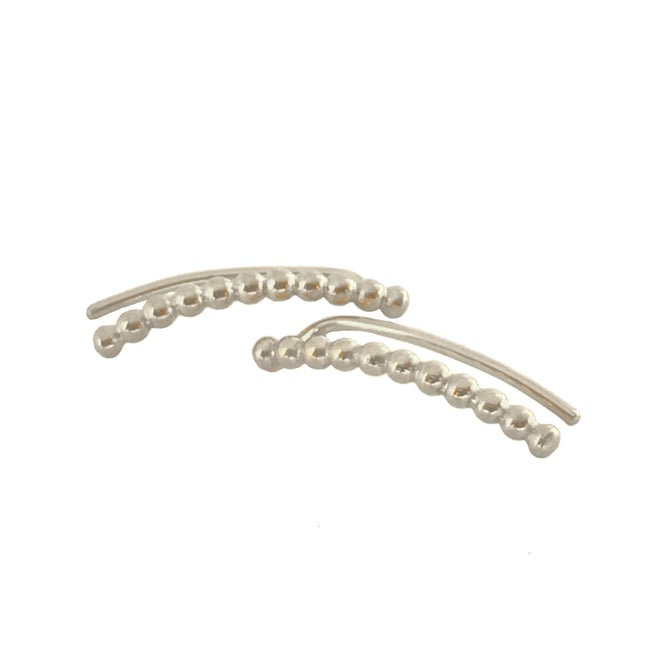 Silver beaded ear-climbers