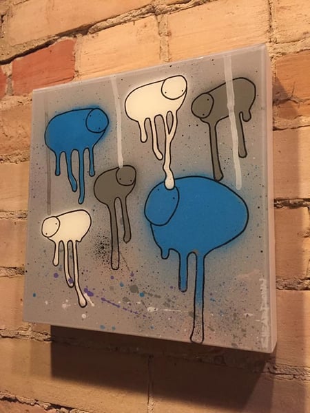 Image of Raining Cows, "BLUE MOON" 10"X10"