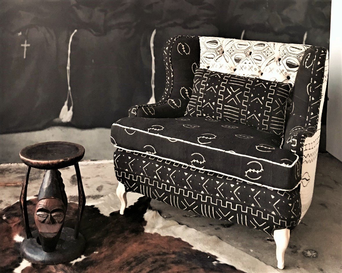 Image of African Mud Cloth Reading Chair