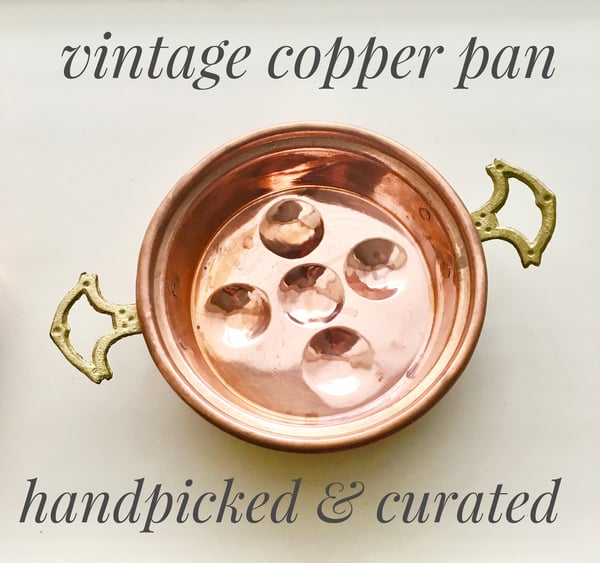 Image of Vintage Copper cake pan with brass handles