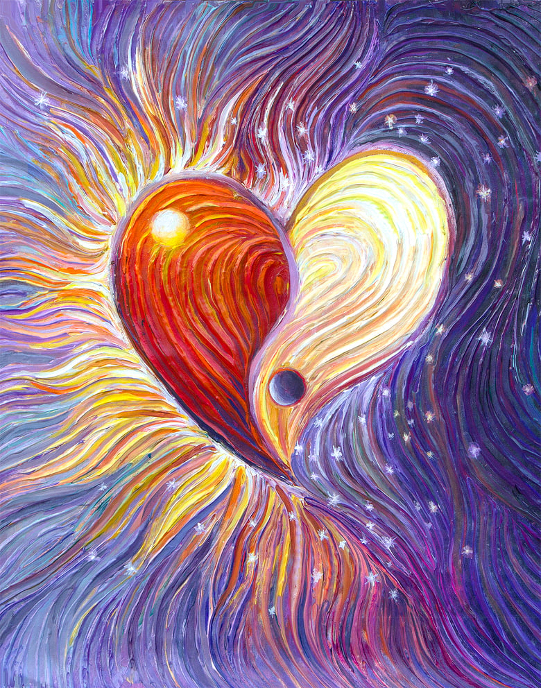 Image of Yin Yang Heart Energy Painting - Giclee Print