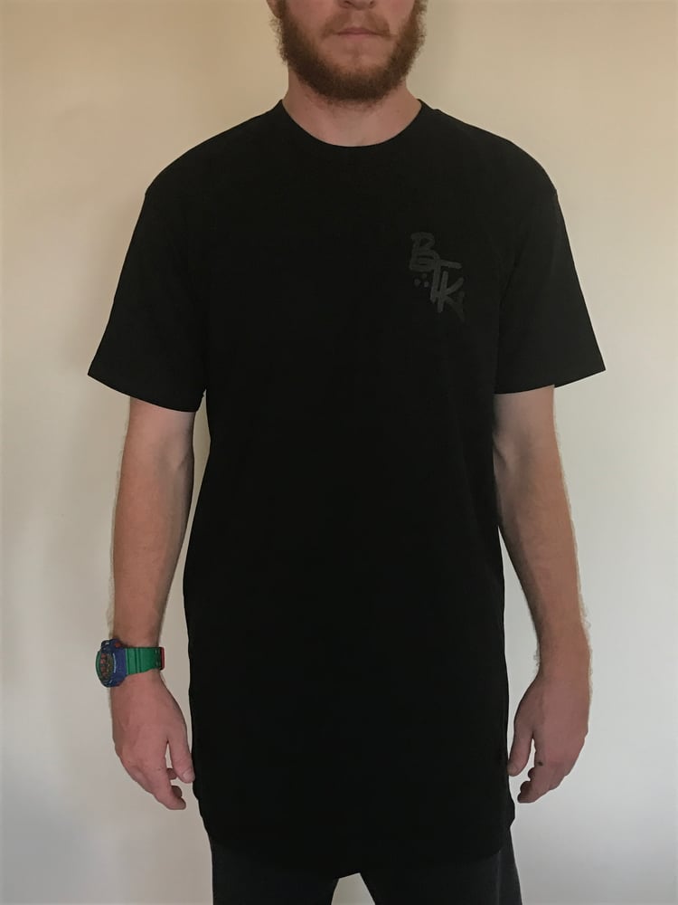 Image of Raw Tag Tall Tee (Black on Black)