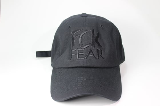 Image of FCK FEAR Logo Cap || Black w/ Black Lettering 