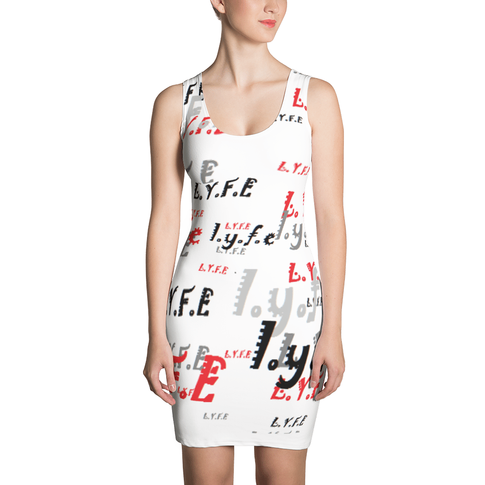 Image of L.Y.F.E on Overload Dress - White (w/Blk/Red)