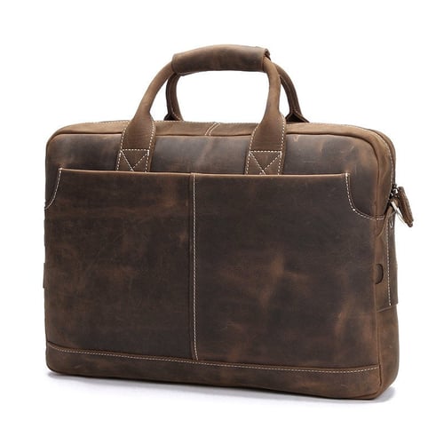 Image of Handmade Vintage Leather Mens Briefcase, 16" Laptop Bag, Messenger Bag 8012