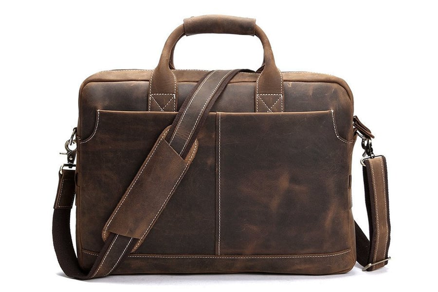 Image of Handmade Vintage Leather Mens Briefcase, 16" Laptop Bag, Messenger Bag 8012