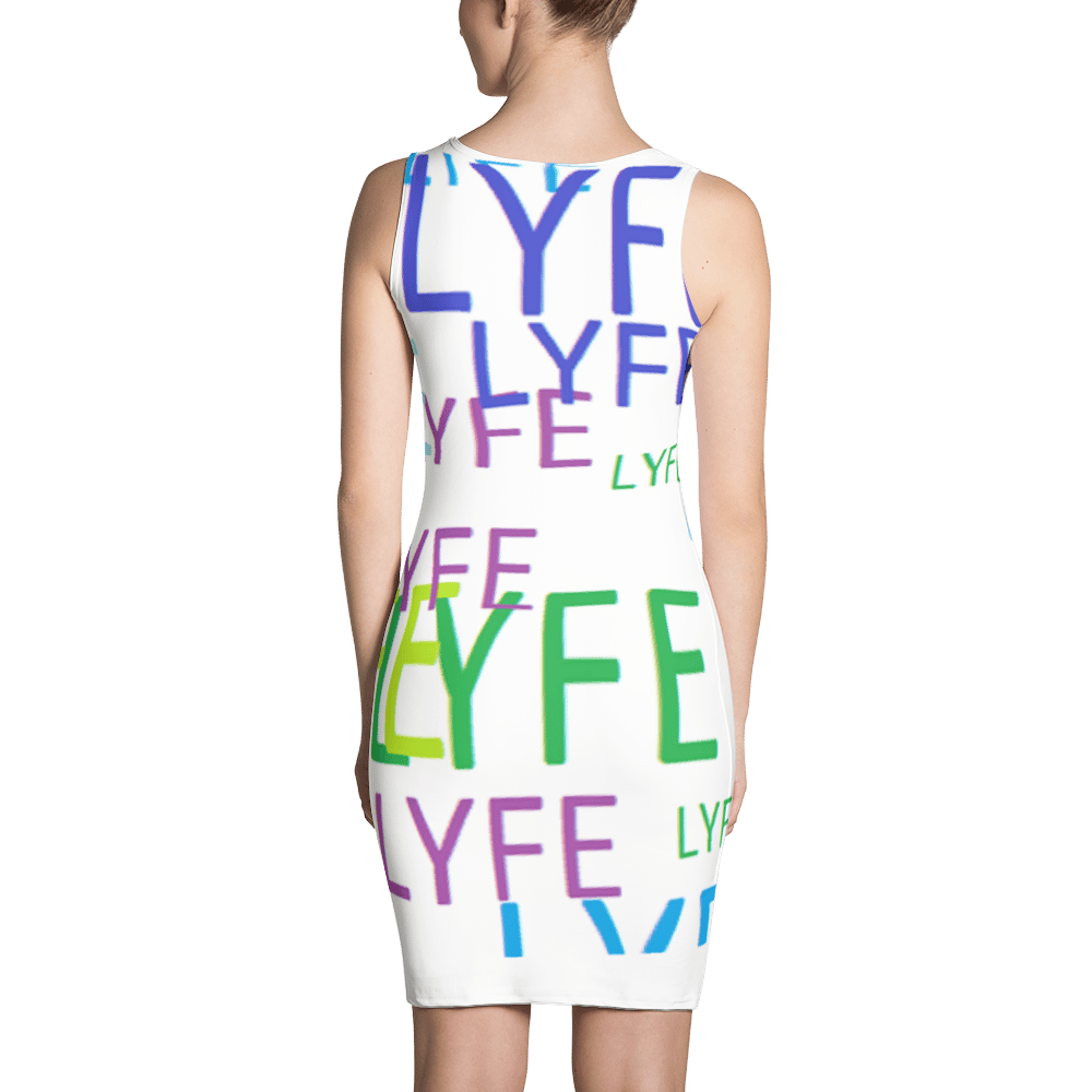 Image of L.Y.F.E on Overload Dress -White (w/Blu,grn,pur)