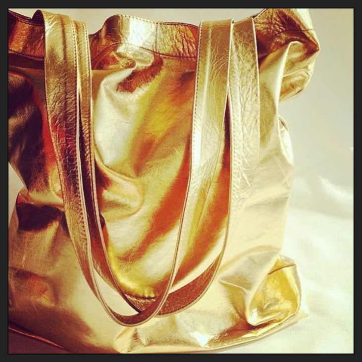 Image of 'SOLID GOLD' METALLIC LEATHER TOTE