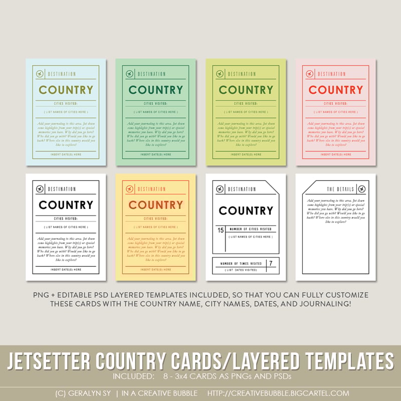 Image of Jetsetter Country Cards + Layered Templates (Digital)