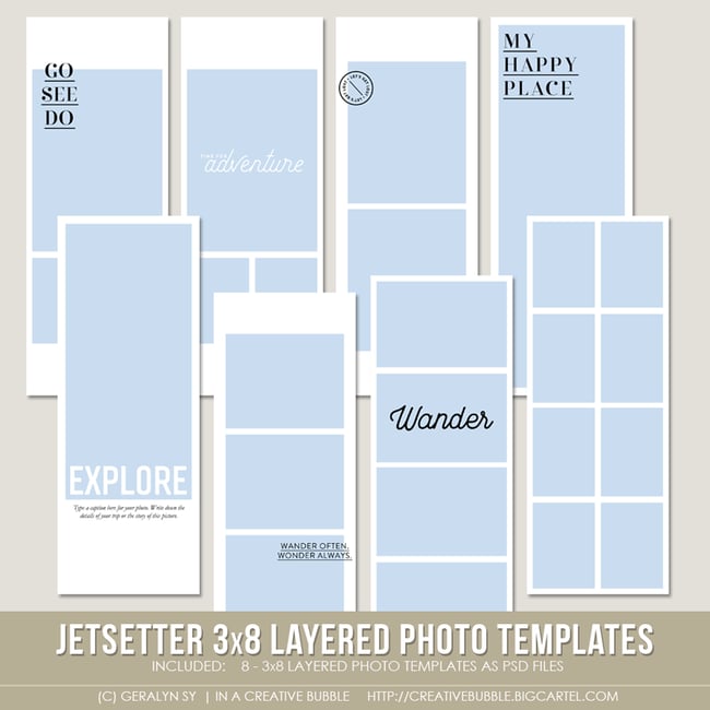 Jetsetter 3x8 Layered Photo Templates (digital) 