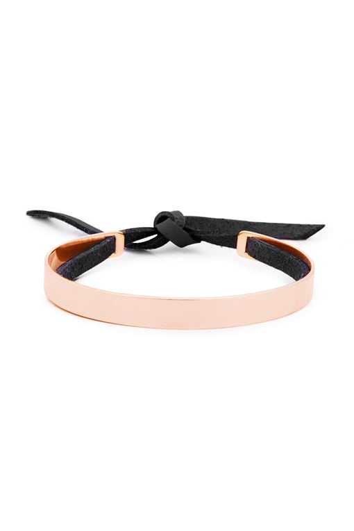 Image of STRIPE SKINNY Bracelet with Leather Band Gold or Rose