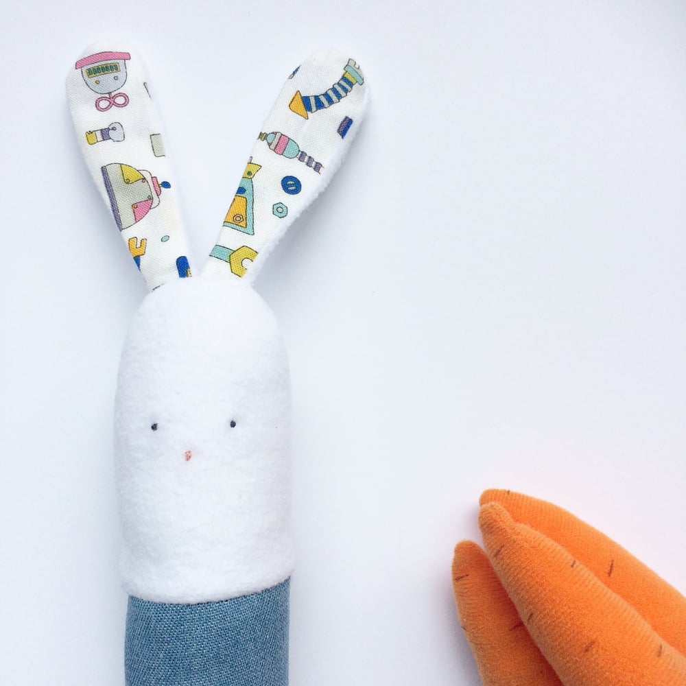 Image of Vinty Bunny Rattle Choose Your Fabric