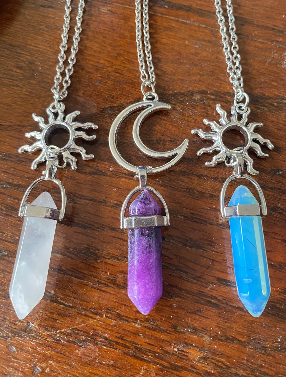 Image of Sun & Moon Crystal Pendant Necklaces