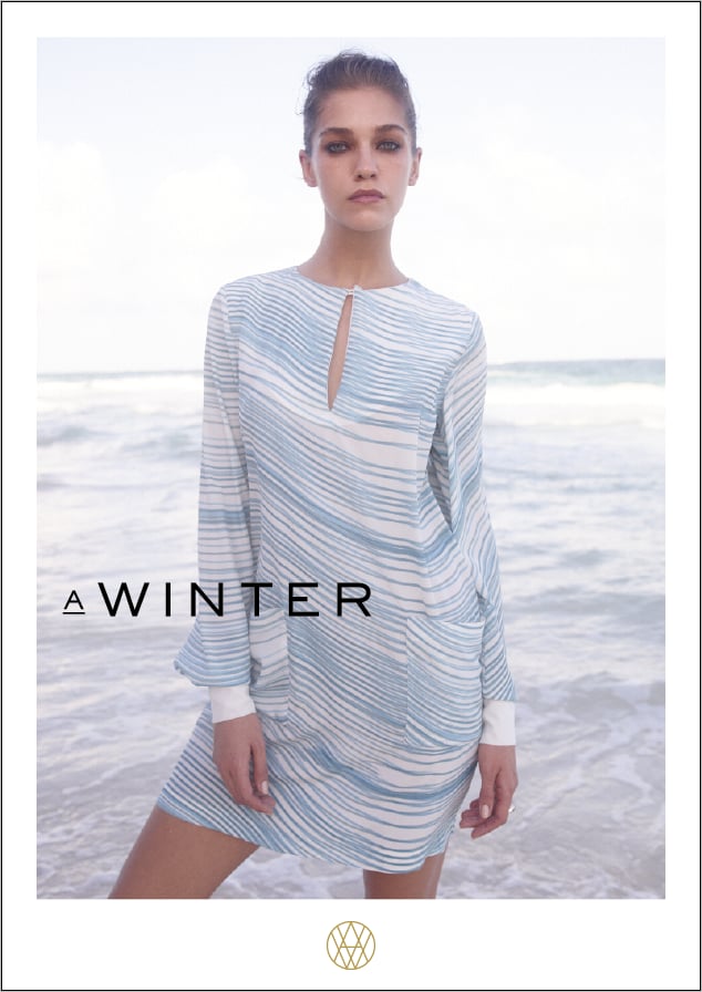 Image of MIU silk dress with long sleeve stripe white-blue