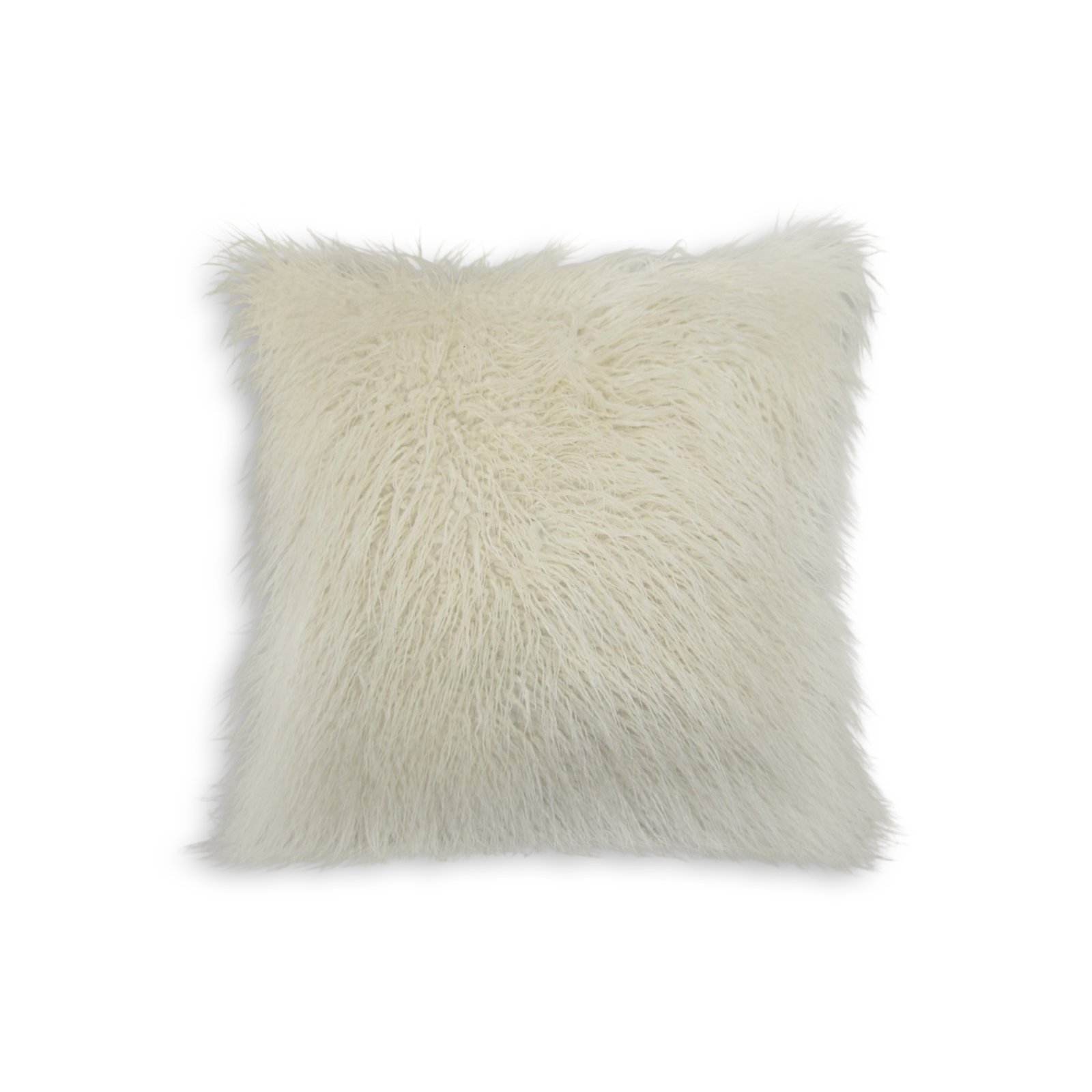 White mongolian fur discount pillow