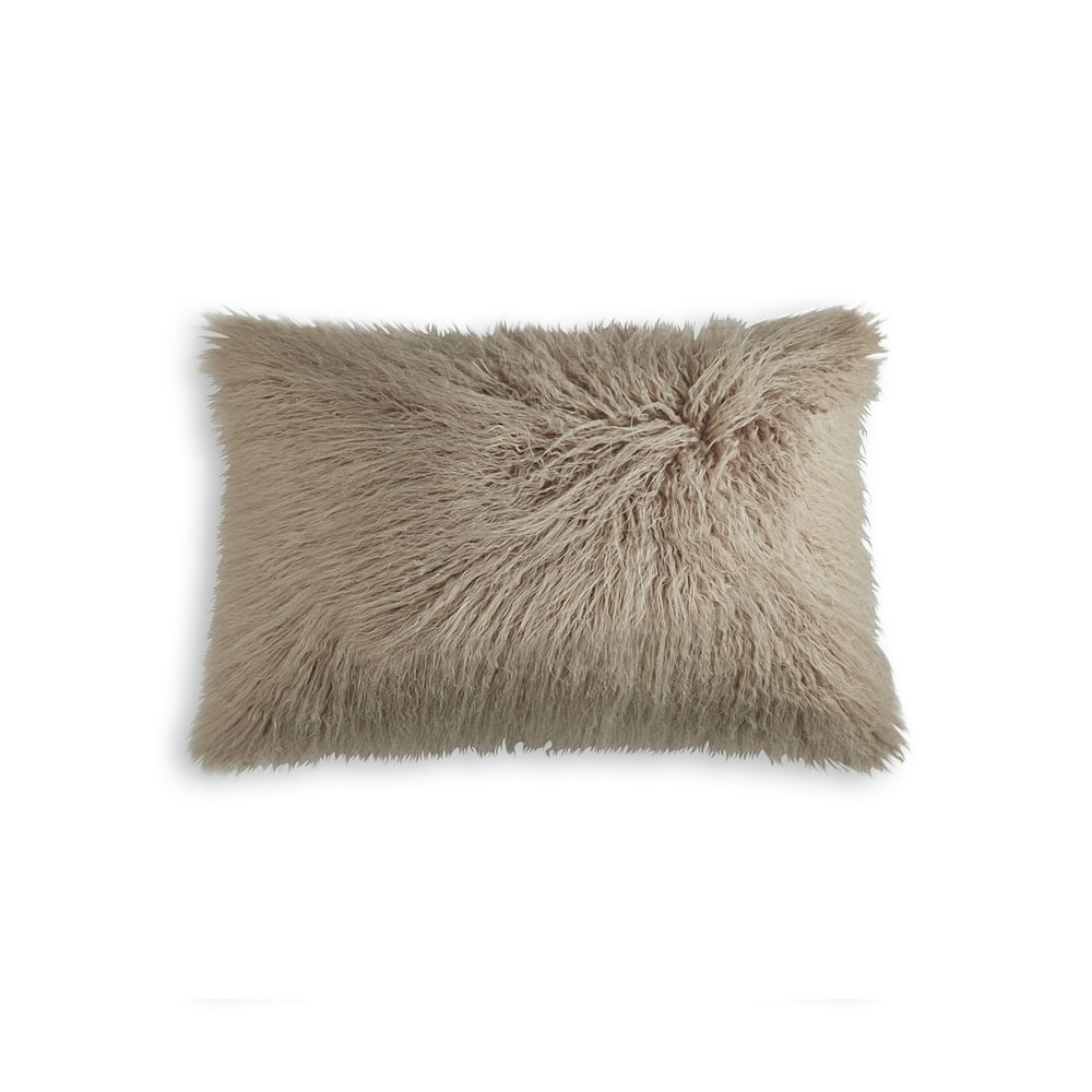 Image of FRISCO MONGOLIAN SHEEPSKIN FAUX FUR PILLOW TAN 12" X 20" 