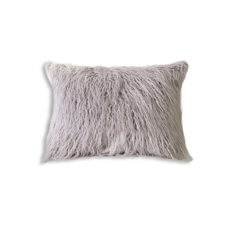 Image of FRISCO MONGOLIAN SHEEPSKIN FAUX FUR PILLOW SAGE GREY 12" X 20" 	