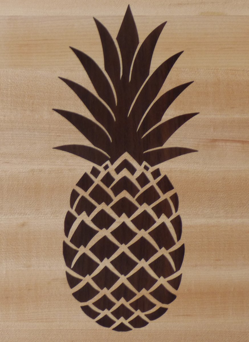 Cutting Board with Tropical Pineapple Inlay Design