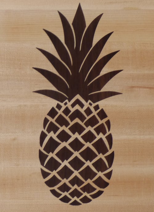 Image of Large Cutting Board with Tropical Pineapple Inlay Design