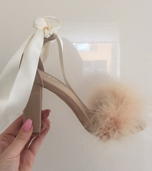 Image of Nude Feather Heels with Satin Anklet