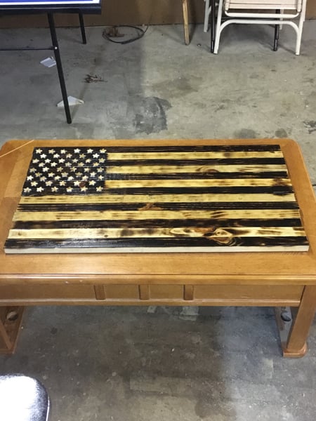 Image of Rustic wooden American flag