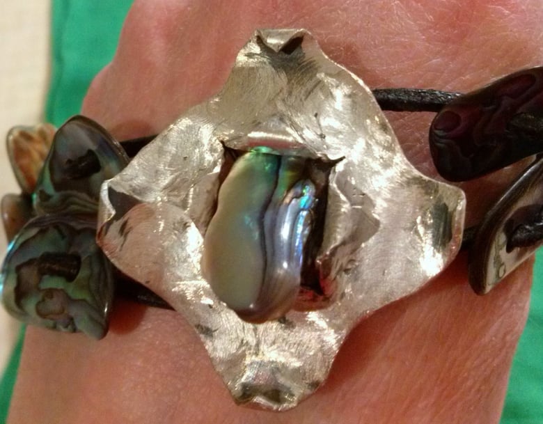 Image of Paua & Sterling Silver Choker with matching Bracelet & Ring