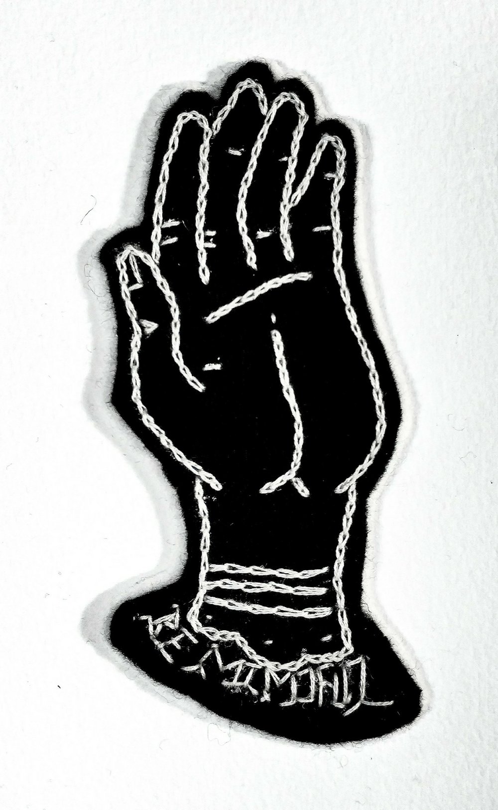 Image of "Be Mindful" Hand in Black