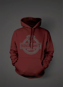 Image of New HoggShit Hoodie Burgundy with grey Print