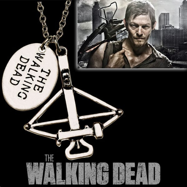 Image of THE WALKING DEAD - Daryl's Crossbow + "The Walking Dead" metal tag Necklace