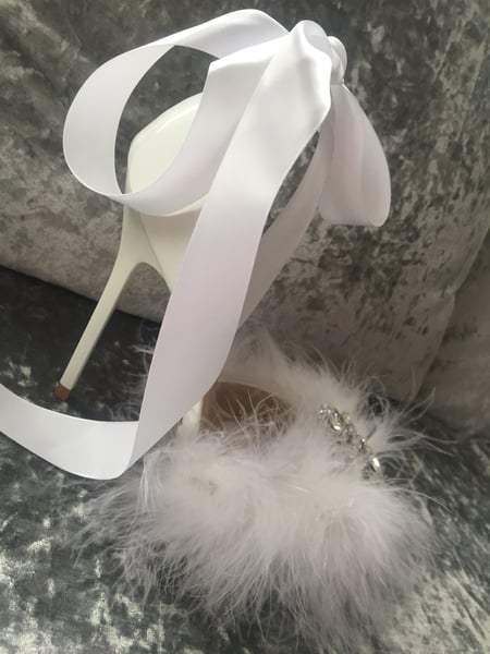 Image of Amaria White Crystal Feather Heels