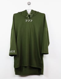 Image 1 of 3/4 SLEEVE EXTENDED HOODIE - OLIVE