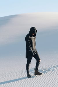 Image 4 of 3/4 SLEEVE EXTENDED HOODIE - BLACK