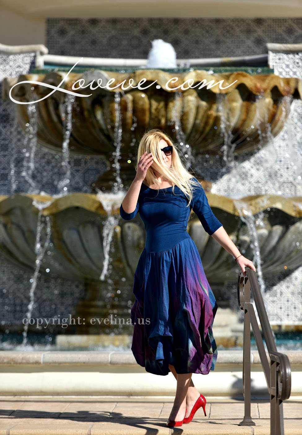Image of Luna Luz Off The Shoulder Boutique Dress Blue