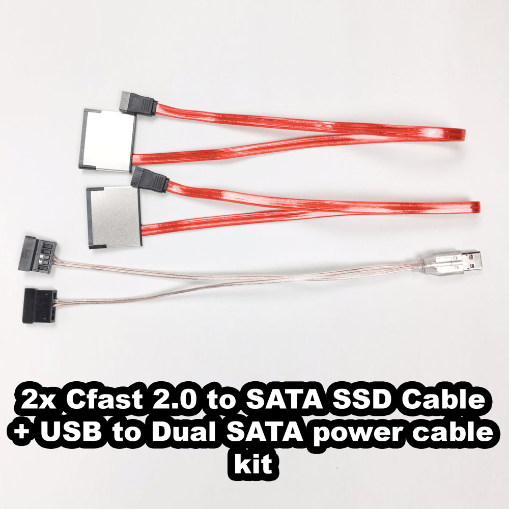 Image of 2x CFAST to SATA SSD Cable and USB to dual SATA Power Cable kit