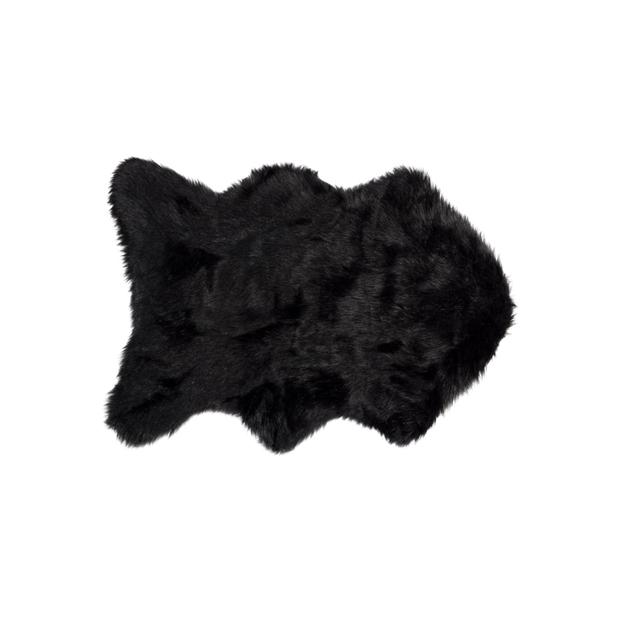 Image of 676685029744 GORDON FAUX SHEEPSKIN THROW 2'X3' BLACK