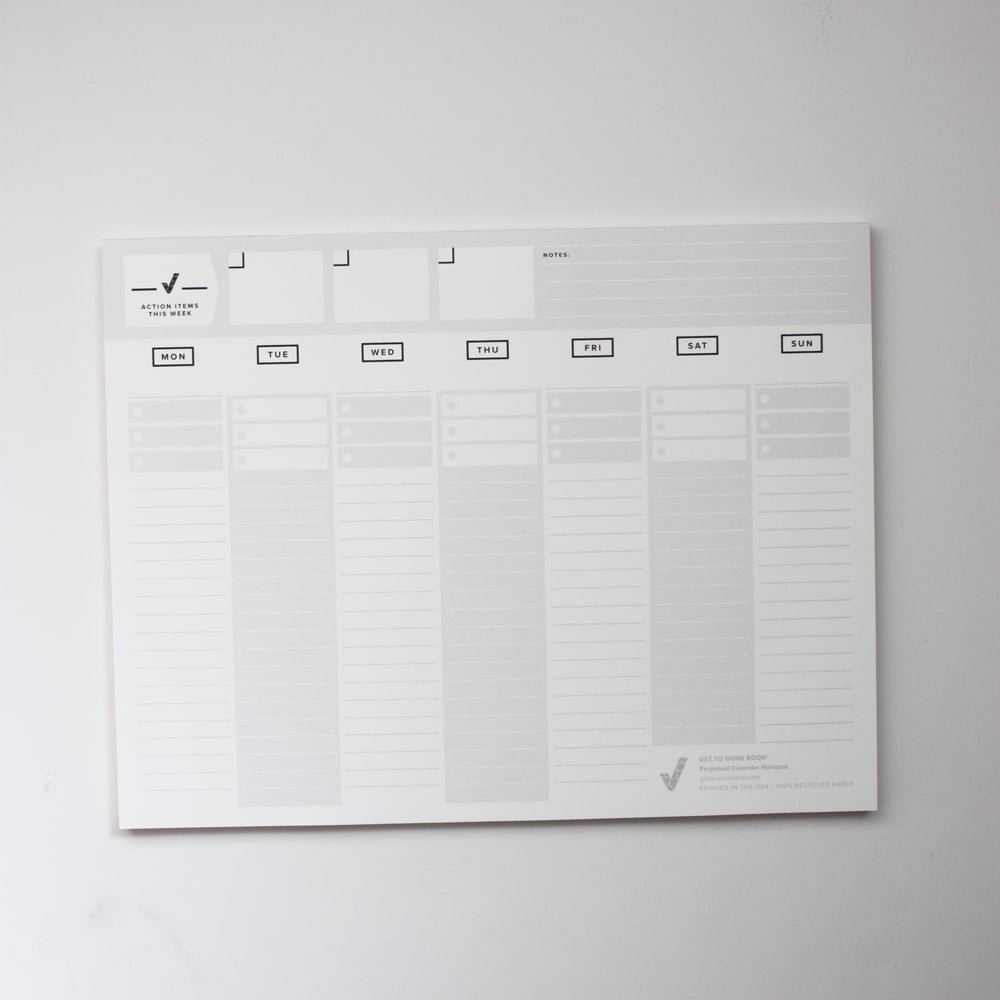 Get To Work Book Perpetual Calendar Notepad