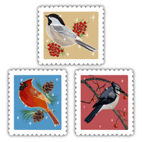 Image 1 of Vintage Bird Stamp Stickers
