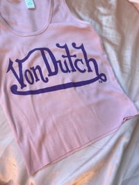 Image 2 of Von Dutch Light Pink Tank Top Blue Logo