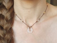 Image 1 of Clear Quartz necklace - Adjustable cord knotted hippie boho necklace 